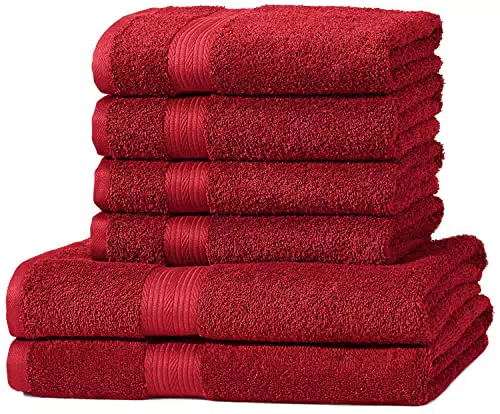 Amazon Basics Handtuch-Set, ausbleichsicher, 2 Badetücher und 4 Handtücher