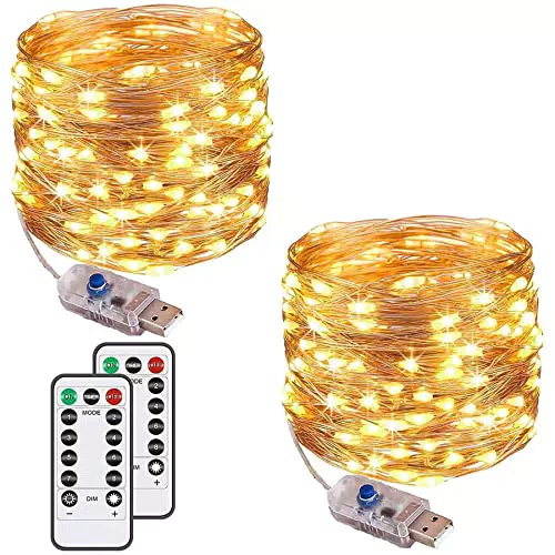 Augone Lichterkette mit 120 LEDs, 12 m, 8 Modi, USB-Stecker