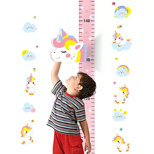 Baby Messlatte Höhe Diagramm, Kinder Messlatte zum Messen 3D beweglicher Giraffenkopf Höhenmesser Kindergarten Tier Wandabziehbild für Baby Kinderziemmer Dekoration