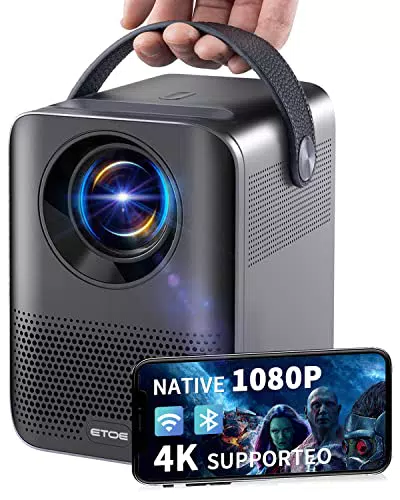 Beamer 4K Unterstützt, ETOE Android 9.0 Mini, Native 1080P FHD mit Prime Video
