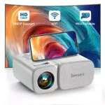 Beamer, Jimveo WiFi Mini Beamer 8000 Lumen 1080p Full HD Beamer 250''Display Mini Projektor LCD Heimkino/Outdoor/Kompatibel mit TV Stick/X-Box/DVD/Laptop/Smartphone Kleiner Beamer