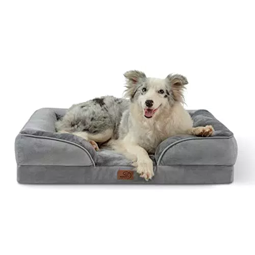 Bedsure orthopädisches Hundebett Ergonomisches Hundesofa - 89x63 cm Hundecouch mit eierförmiger Kistenschaum für mittlere Hunde