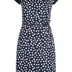 Betty & Co Damen Etuikleid mit Gürtel Dunkelblau/Weiß