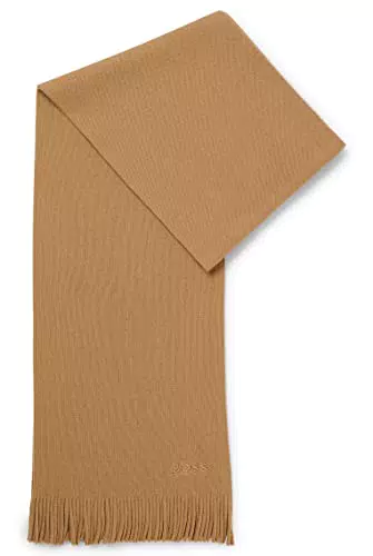 BOSS Herren Albas-L Schal aus Schurwolle mit Logo-Stickerei Beige Stck