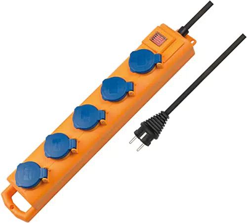 Brennenstuhl Super-Solid SL 554 Steckdosenverteiler/Outdoor Steckdosenleiste für den Baustelleneinsatz und den ständigen Einsatz im Freien gelb