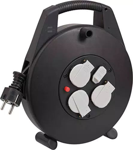Brennenstuhl Vario Line Kabelbox 3-fach mit USB/Mini-Kabeltrommel für den Innenbereich schwarz