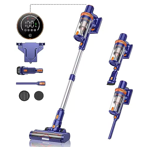 BuTure Akku Staubsauger, 33000Pa Ultraleiser Staubsauger Kabellos mit Touch Screen