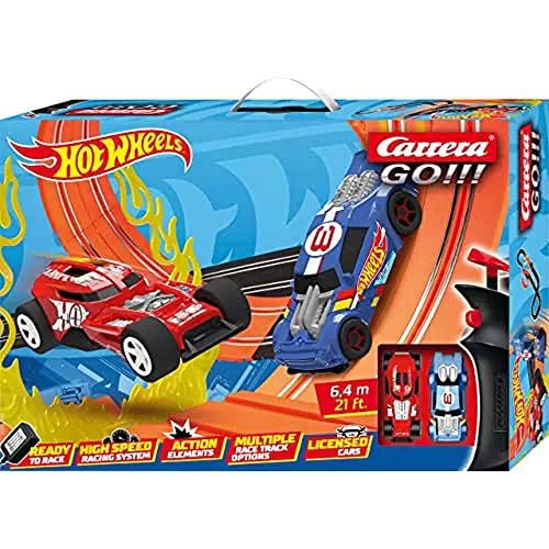Carrera Go!!! Hot Wheels™ 6.4 Rennbahn Set, Hot Wheels™ vs. Hot Wheels™ HW50 Concept™ |2 Slotcars inkl. 2 Handregler mit Turbo-Knopf