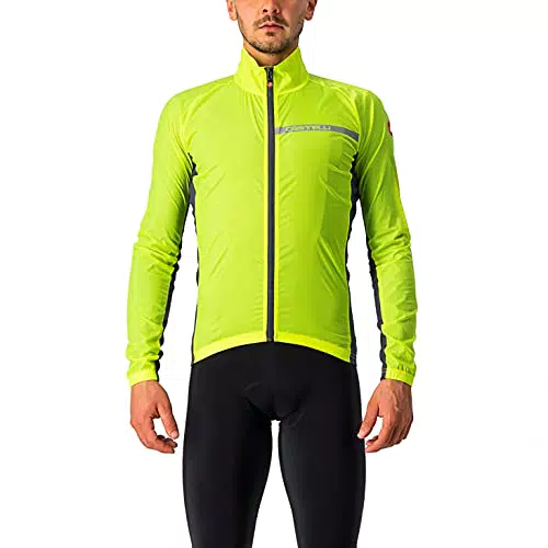 castelli Men's Squadra Stretch JKT Jacket, Gelbes Fluo/Dunkelgrau