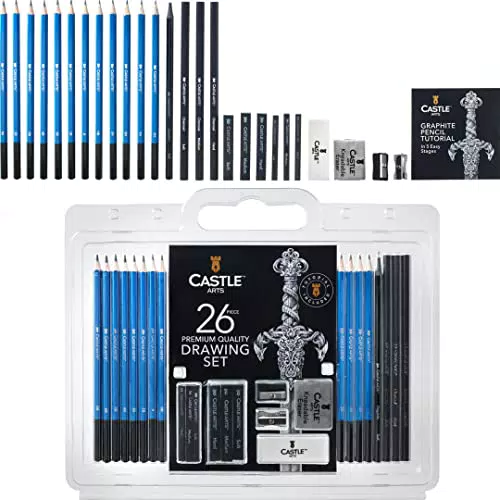 Castle Art Supplies 26-teiliges Premium-Zeichen- und Skizzier-Set