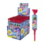 Chupa Chups Melody Pops Erdbeere, Thekendisplay mit 48 fruchtigen Erbeer-Lollis in Flötenform zum Musik spielen