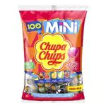 Chupa Chups Mini Classic Lutscher-Beutel, enthält 100 Mini-Lollis in den 5 Geschmacksrichtungen Cola
