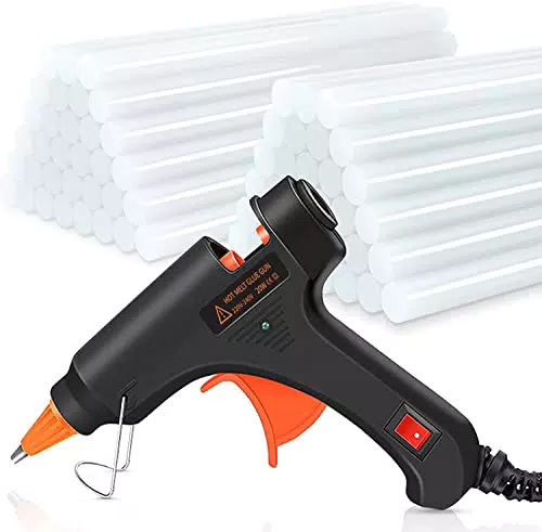 Crenova Heißklebepistole Klebepistole + 60 Heißklebesticks Transparente Klebesticks für DIY Kleine Handwerk und schnelle Reparaturen in Haus & Büro
