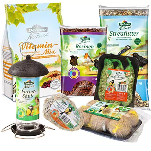 Dehner Natura Wildvogelfutter Starterset, Futtersäule und Futtermix
