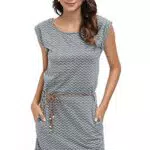 DOTIN Damen Sommerkleid Kurzarm Strandkleid Freizeitkleid Waves Tshirt Minikleid Jersey Kleid