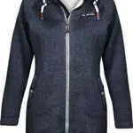 Dry Fashion Damen Wollfleece Mantel Oslo - Winter Jacke Damen Frauen Jacke mit verstellbarer Kapuze Windabweisend Gefüttert in Navy Größe 44