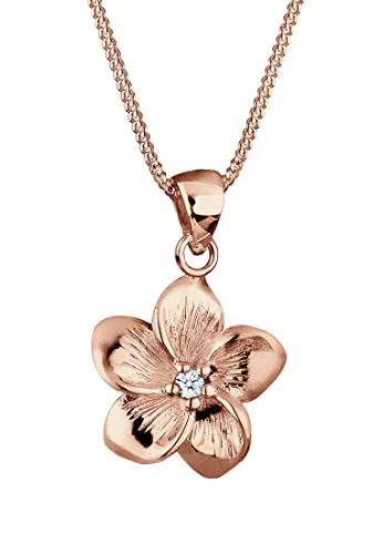 Elli PREMIUM Halskette Frangipani Blüte Diamant 925 Silber