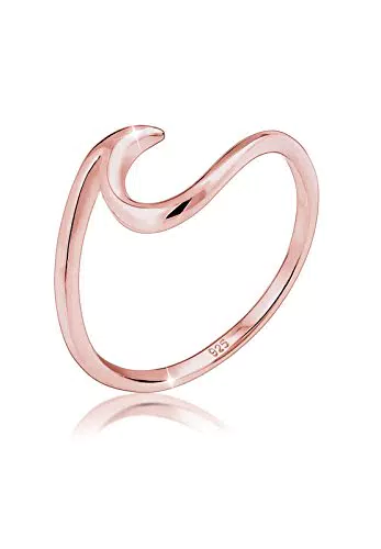 Elli Ring Damen Welle Strand Maritim in 925 Sterling Silber Rosévergoldet