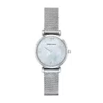 Emporio Armani Damen-Zweizeiger-Armbanduhr aus silberfarbenem Edelstahl