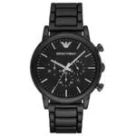 Emporio Armani Herren-Chronograph, Edelstahluhr, 46 mm Gehäusegröße