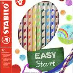 Ergonomischer Buntstift für Rechtshänder - STABILO EASYcolors - 12er Pack mit Spitzer - mit 12 verschiedenen Farben