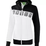 ERIMA Damen 5-C Trainingsjacke mit Kapuze, weiß/schwarz/dunkelgrau