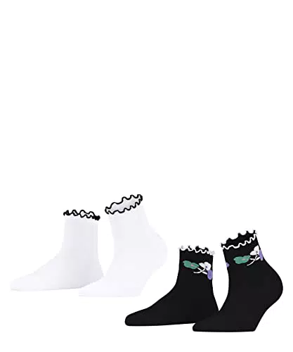 ESPRIT Damen Kurzsocken Flower Top 2-Pack W SSO Viskose gemustert 2 Paar