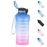 ETDW Wasserflasche mit Zeitmarkierung, 2L Trinkflaschen mit Strohhalm BPA-frei