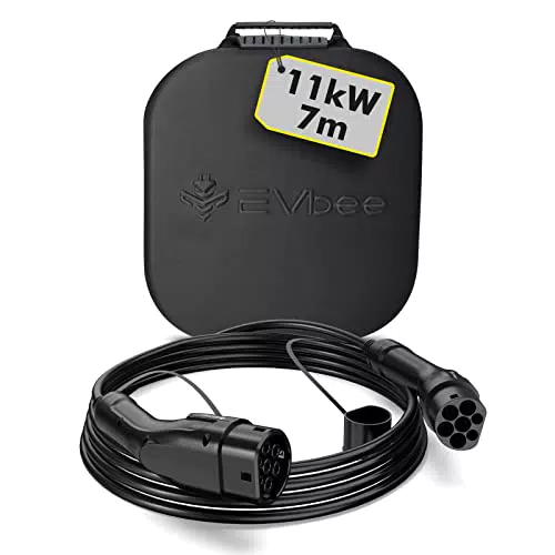 EVbee EV Typ 2 zu Typ 2 Universal Ladekabel Mode 3 für Hybrid- & Elektroautos 11kW / 7m 3 Jahre Garantie