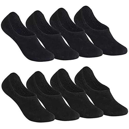 Falechay Sneaker Socken Damen Herren Füßlinge Footies 8 Paar Kurze Großes Silikonpad Verhindert Verrutschen Unsichtbare 8xschwarz 43-46