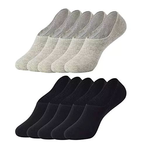 Falechay Sneaker Socken Damen Herren Füßlinge Unsichtbare 10 Paar Schwarz Grau 43-46