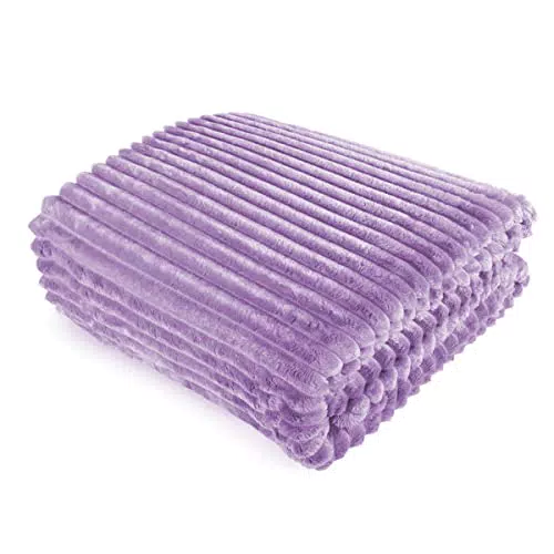 FEBE Kuscheldecke Violett 160x200 cm Flauschig Tagesdecke Fleecedecke Flanell Decke Sofadecke Für Couch Wohndecke Wendedecke als Sofaüberwurf oder Wohnzimmerdecke
