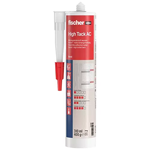 fischer High Tack AC Montageklebstoff, geruchsneutraler Montagekleber für den Innenbereich