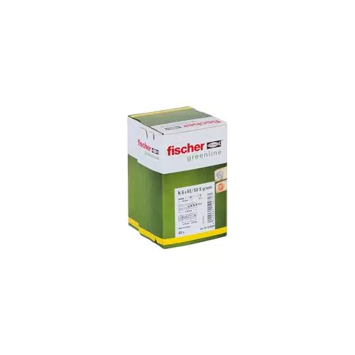 fischer Nageldübel 6 x 80/50 S GREEN, hochwertige Nylondübel mit verzinkter Senkkopfschraube