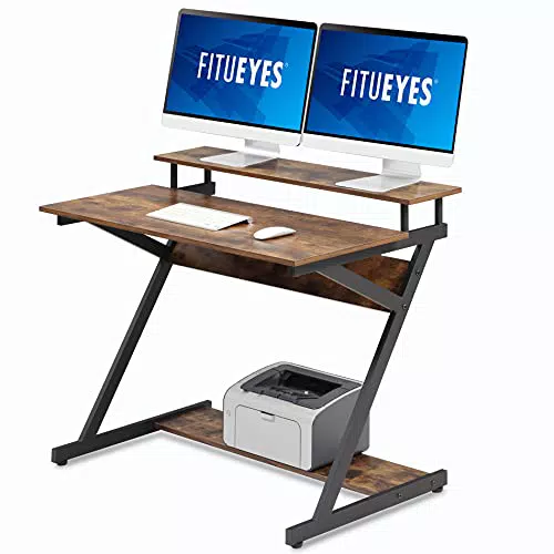 FITUEYES Z-Schreibtisch mit zweistufiger Tischplatte