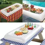 FIYSON Aufblasbarer Getränkehalter Aufblasbare Tabletts Bier Getränke Obst EIS Halter Luftmatratze Salat Servier Bar