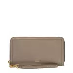 Fossil Brieftasche für Frauen Logan, Eco Leder/Polyurethan Trim Zip Clutch grau 19