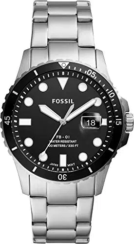 Fossil Herrenuhr Fb01, Quarzwerk, 42mm Silbernes Edelstahlgehäuse mit Edelstahlarmband