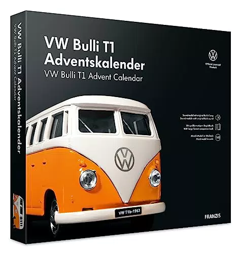 FRANZIS 55134 - VW Bulli T1 Adventskalender, Metall Modellbausatz im Maßstab 1:43