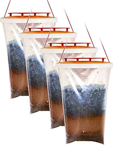 Fruchtfliegenfall-Lebendfalle 4Pcs Lockstoffbehälter Ranch Fliegenfalle Insektenfalle Outdoor Fliegenfängerkäfig die Effektivste Insektenfalle für Fliegen Mücken Bienen