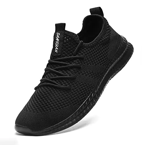 FUJEAK Herren Walkingschuhe Turnschuhe Fitnessstudio Sportschuhe Sneaker Running Tennis Schuhe Freizeit Straßenlaufschuhe Leichtgewichts Atmungsaktiv Schlüpfen Schuhe Schwarz