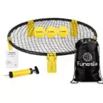 Funesla Roundnet Game Set, Outdoor Spieleset mit 3 Bällen Roundnet-Set bestehend aus Spielnetz