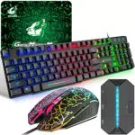Gaming Tastatur und Maus und Adapter, QWERTY Italienisches Layout Tastatur in Regenbogenfarben Hintergrundbeleuchtung