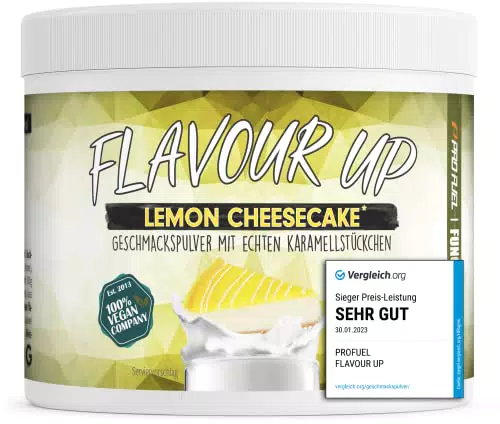 Geschmackspulver LEMON CHEESECAKE 250g - Leckerer Geschmack und Süße - nur 11 kcal pro Portion - Vielseitig einsetzbar für Lebensmittel & Getränke - Flavour Powder - FLAVOUR UP