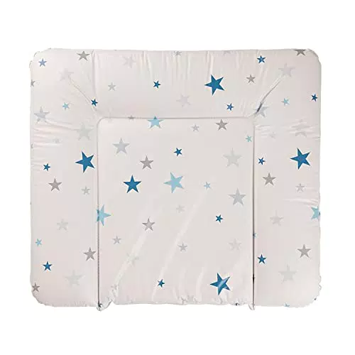 Geuther 5835 Wickelmulde Lena Passung: 85 x 75 cm Wickeltischunterlage geeignet für Wickelregal Clarissa & andere Wickeltische erhöhter Rand und Kopfschutz einfach abwaschbar Sterne Blau