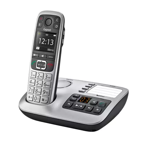 Gigaset E560A - Schnurloses Senioren DECT-Telefon - Mobilteil mit Anrufbeantworter - Farb-Display - Freisprechfunktion - Grosse Tasten - Telefon mit SOS Taste - Analog Telefon