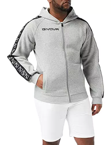 Givova Unisex Sweatshirt Full Zip Band, Melange Hellgrau meliert