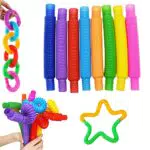 Gobesty Mini Pop Röhren Sensorik Spielzeug, 16 Stück Pop Tubes Spielzeug
