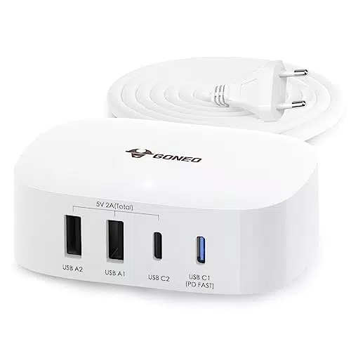 GONEO USB C Ladegerät 30W, USB C Netzteil PD Mehrfach Ladestation