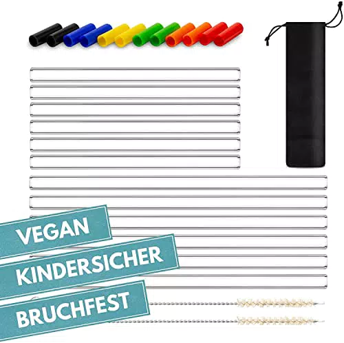 Gowa Origin Austria Glas Strohhalme 12 Stk. bruchfest #EINFÜHRUNG + Zubehör für Kinderschutz